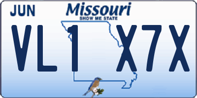 MO license plate VL1X7X