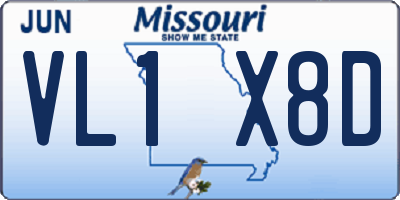 MO license plate VL1X8D