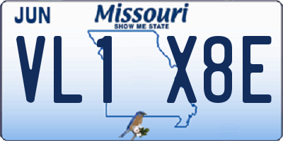 MO license plate VL1X8E