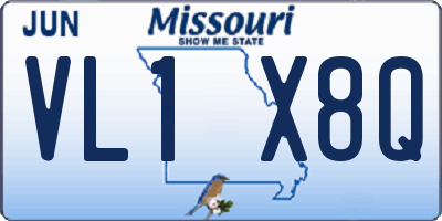 MO license plate VL1X8Q