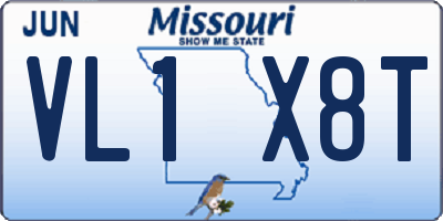 MO license plate VL1X8T