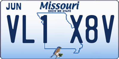 MO license plate VL1X8V