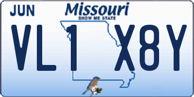 MO license plate VL1X8Y