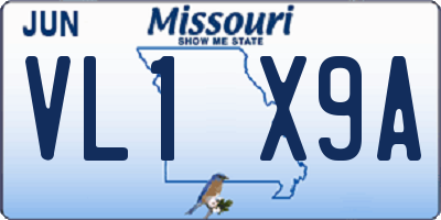 MO license plate VL1X9A