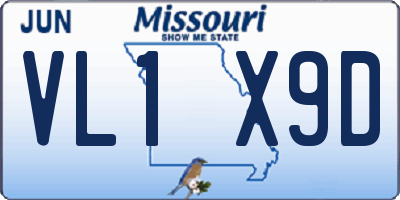 MO license plate VL1X9D