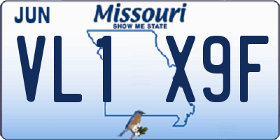MO license plate VL1X9F