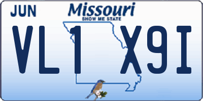 MO license plate VL1X9I