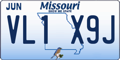 MO license plate VL1X9J
