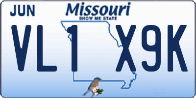 MO license plate VL1X9K