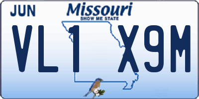 MO license plate VL1X9M