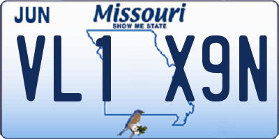MO license plate VL1X9N