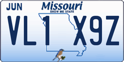 MO license plate VL1X9Z