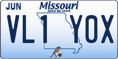 MO license plate VL1Y0X