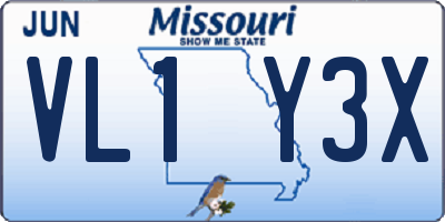 MO license plate VL1Y3X