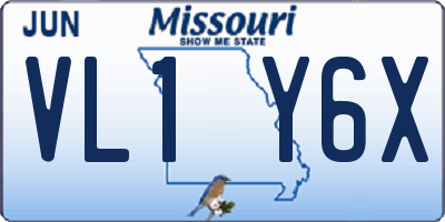 MO license plate VL1Y6X