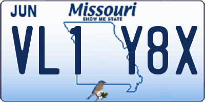 MO license plate VL1Y8X
