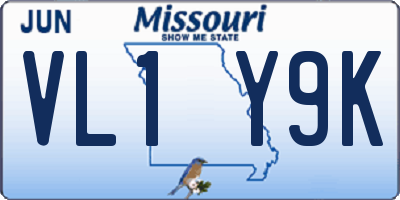 MO license plate VL1Y9K