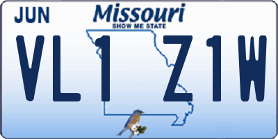 MO license plate VL1Z1W