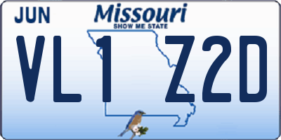 MO license plate VL1Z2D