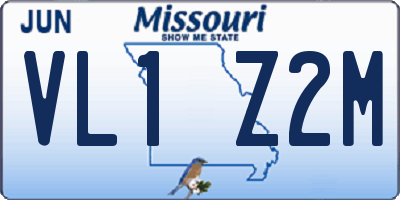 MO license plate VL1Z2M