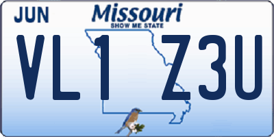 MO license plate VL1Z3U