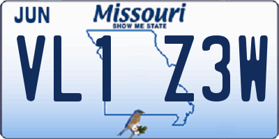 MO license plate VL1Z3W