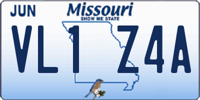 MO license plate VL1Z4A