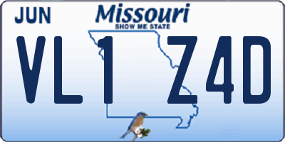 MO license plate VL1Z4D