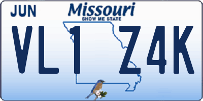 MO license plate VL1Z4K