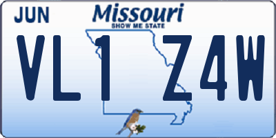 MO license plate VL1Z4W