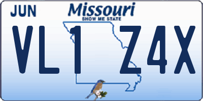 MO license plate VL1Z4X