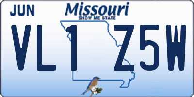 MO license plate VL1Z5W