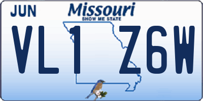 MO license plate VL1Z6W
