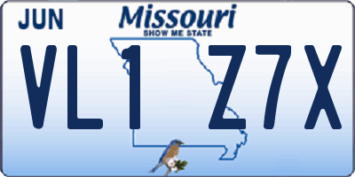 MO license plate VL1Z7X
