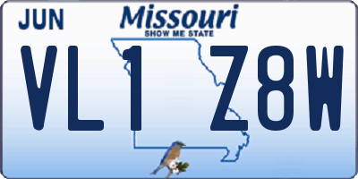 MO license plate VL1Z8W