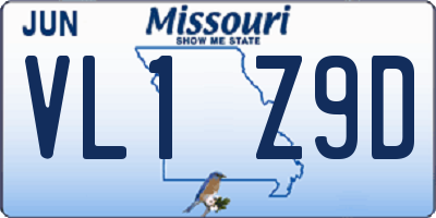 MO license plate VL1Z9D