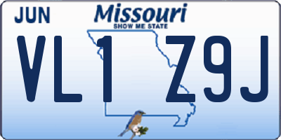 MO license plate VL1Z9J