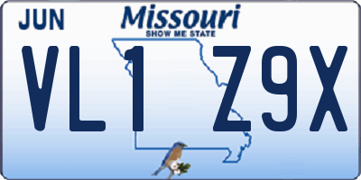 MO license plate VL1Z9X