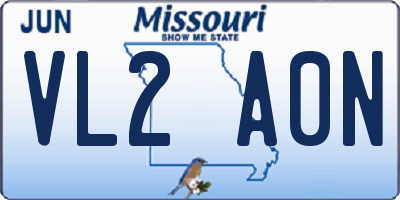 MO license plate VL2A0N