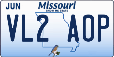 MO license plate VL2A0P