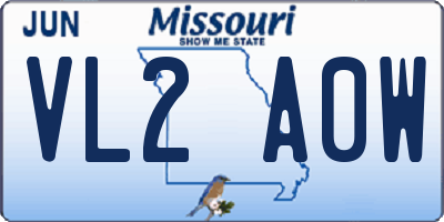 MO license plate VL2A0W