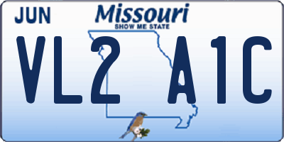 MO license plate VL2A1C