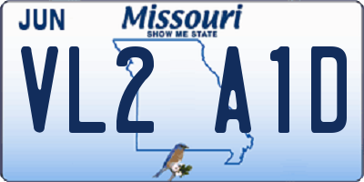 MO license plate VL2A1D