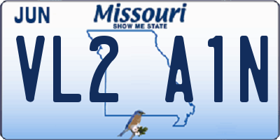 MO license plate VL2A1N