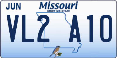 MO license plate VL2A1O