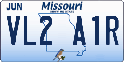 MO license plate VL2A1R