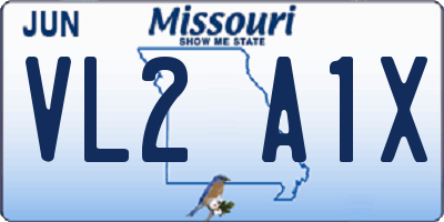 MO license plate VL2A1X