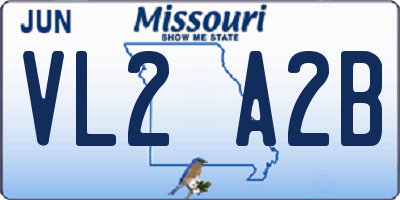 MO license plate VL2A2B