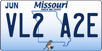 MO license plate VL2A2E
