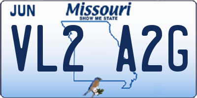 MO license plate VL2A2G